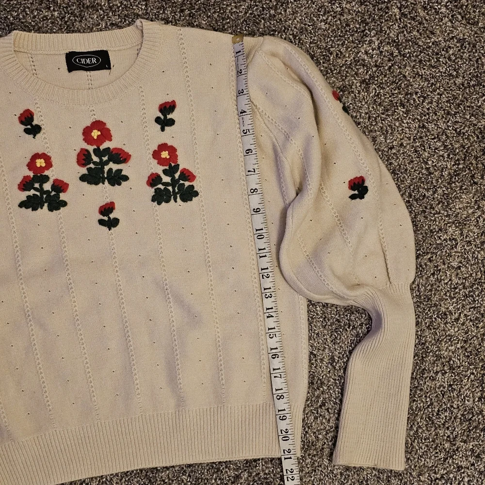 Cider Floral Pattern Embroidered Knit Long Sleeve SZ L - Picture 12 of 14
